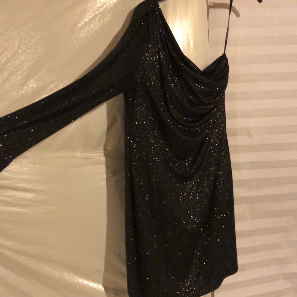 One shoulder long sleeve cocktail dress